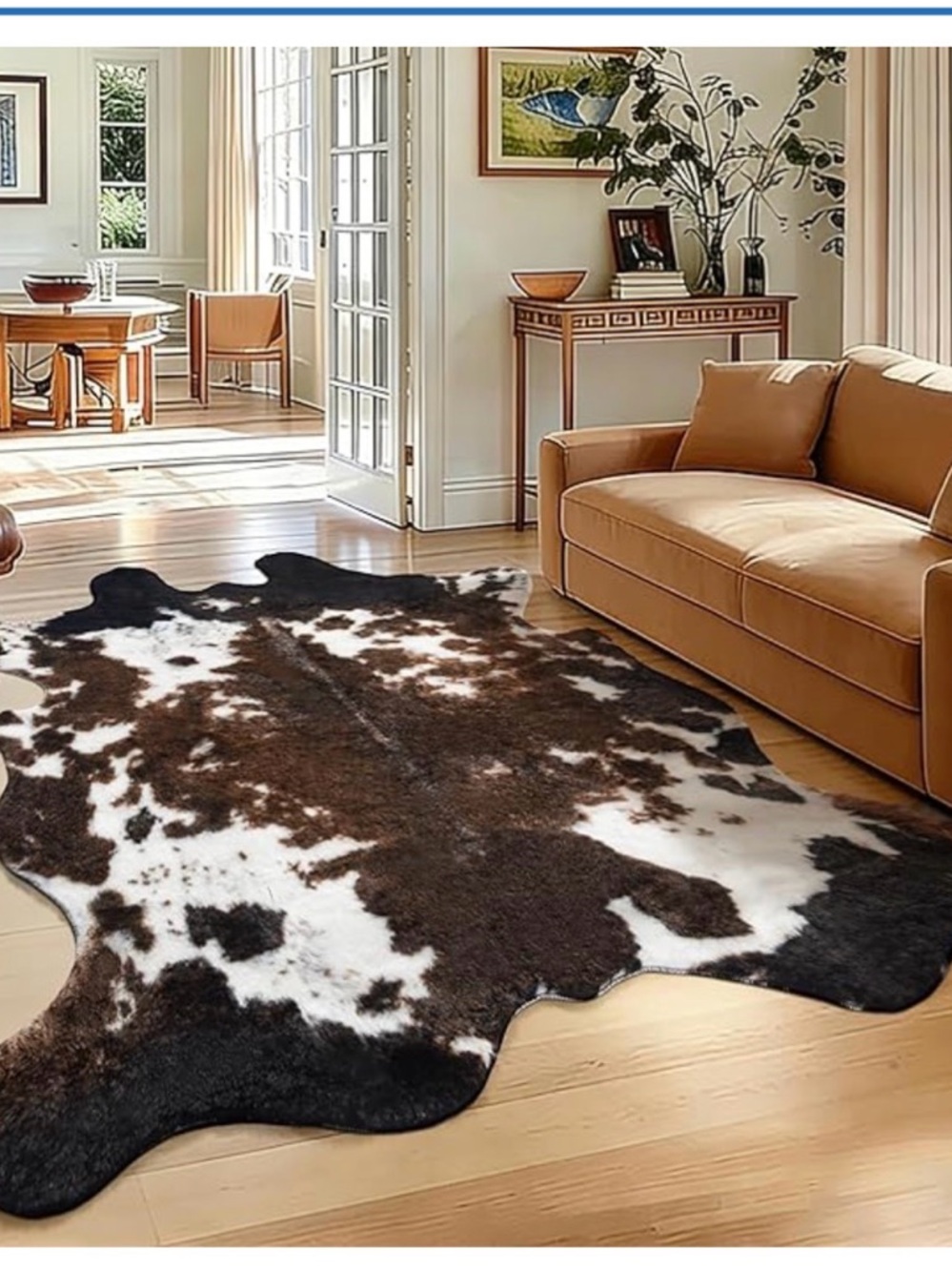 Faux washable cowhide area rug